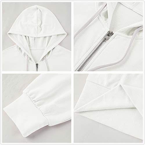 Ybenlover Sudadera con Capucha para Mujer con Cremallera Hoodie Básica con Bolsillo Chaqueta