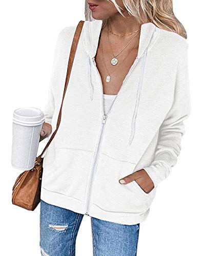Ybenlover Sudadera con Capucha para Mujer con Cremallera Hoodie Básica con Bolsillo Chaqueta