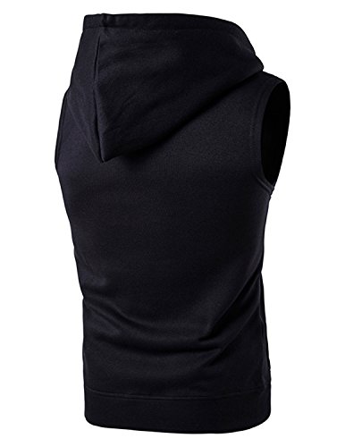 YCUEUST Hombre Sudaderas con Capucha Sin Mangas Camiseta Casual Chalecos Deportivos Negro x-Large