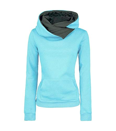 YDMZMS Marca Otoño Invierno Mujer Casual Sudaderas con Capucha Unisex Solapa Sudaderas con Capucha Jerseys Cuello Vuelto S Azul