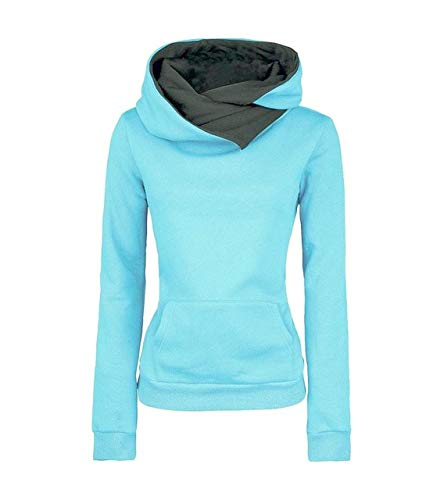 YDMZMS Marca Otoño Invierno Mujer Casual Sudaderas con Capucha Unisex Solapa Sudaderas con Capucha Jerseys Cuello Vuelto S Azul