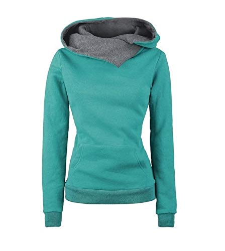 YDMZMS Marca Otoño Invierno Mujer Casual Sudaderas con Capucha Unisex Solapa Sudaderas con Capucha Jerseys Cuello Vuelto S Verde