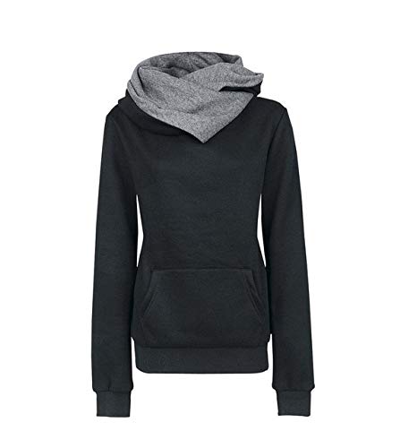 YDMZMS Marca Otoño Invierno Mujer Casual Sudaderas con Capucha Unisex Solapa Sudaderas con Capucha Jerseys Cuello Vuelto XXXL Negro