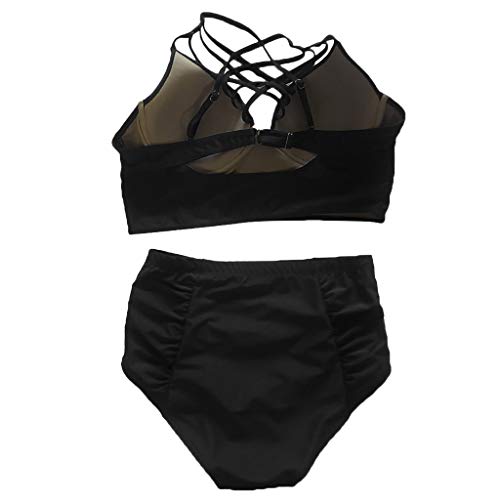 YEBIRAL Traje de Baño Bikinis Mujer 2019 Tallas Grandes Brasileños Push up Cuello en V Cintura Alta Bikini Sets Bañador de Dos Piezas Bikini(XL,Negro)