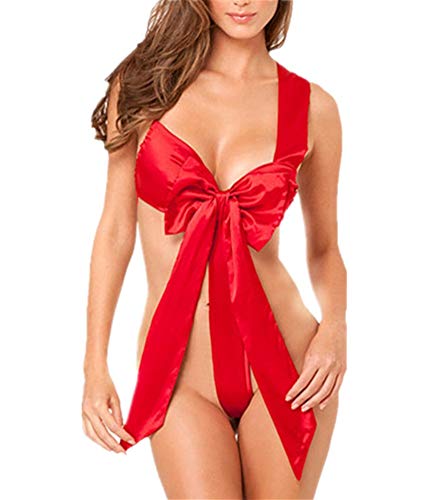 YeeHoo Mujer Lingerie Red con corbata de satén arco Temptation Uniform
