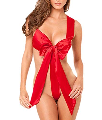 YeeHoo Mujer Lingerie Red con corbata de satén arco Temptation Uniform