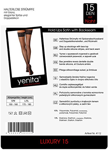 Yenita® Pack de 2 Medias autoadhesivas con costura y encaje borde negro