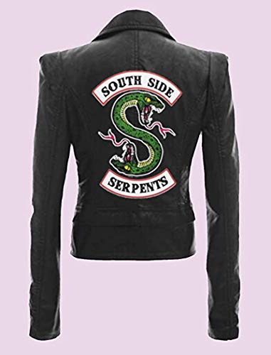 Yesgirl Moda Riverdale PU Chaquetas De Cuero Mujeres Southside Serpents Moto Biker Abrigo Cosplay Casual I Negro Small
