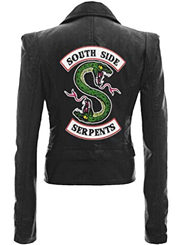 Yesgirl Moda Riverdale PU Chaquetas De Cuero Mujeres Southside Serpents Moto Biker Abrigo Cosplay Casual I Negro Small
