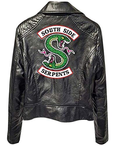 Yesgirl Riverdale Southside Serpents - Chaqueta de piel para mujer y niña, corte ajustado, sudadera, camiseta de manga larga negro A S
