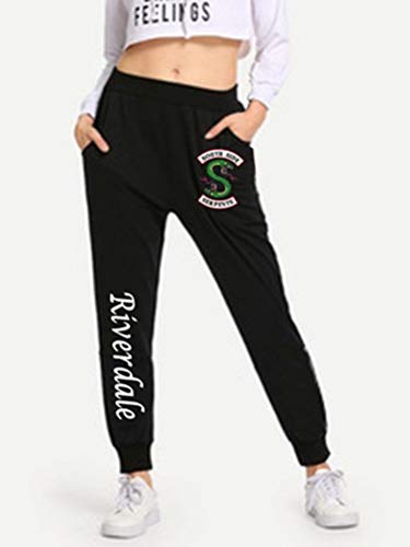 Yesgirl Riverdale Southside Serpents Pantalones De Chándal Estampados para Hombres De Las Mujeres Ocasionales Damas Niñas Deportes Yoga Casual Pantalones Largos A Negro X-Small