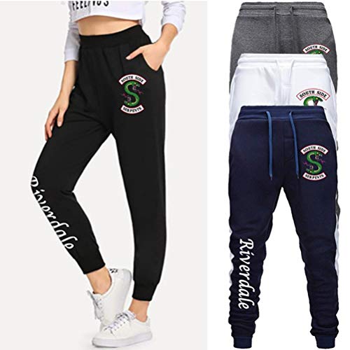 Yesgirl Riverdale Southside Serpents Pantalones De Chándal Estampados para Hombres De Las Mujeres Ocasionales Damas Niñas Deportes Yoga Casual Pantalones Largos A Negro X-Small