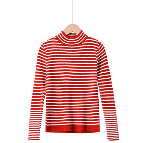 YFDYG Suéteres Mujer Otoño Invierno Cuello Alto Rayas Retro Mujer Suéter Color 5, M