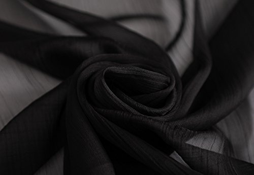 YFZYT Pañuelo de seda Mujer Mantón Bufanda Moda Chals Señoras Elegante Color de Degradado Estolas Fular para Fiesta, Playa, Uso Diario - Negro
