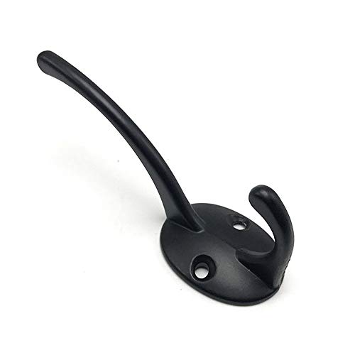 YGHH 6 Piezas Ganchos Dobles Retro, Percha Vintage Antigua, Antiguo Aleación Zinc Montado en La Pared Gancho para Abrigo con Tornillos para Colgar Ropa, Batas, Toallas, Sombreros, Bolsos (Negro)