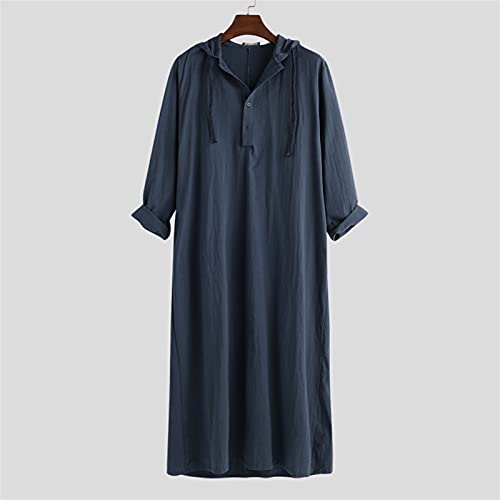YHQKJ Sudaderas con Capucha de Vestir para Hombre, Manga Musulmana Medio Oriente Medio Saudita Arabe IslamicDress Dubai Robes Sleepwear, para Fiesta Casual Eid (Color : Blue, Size : M)