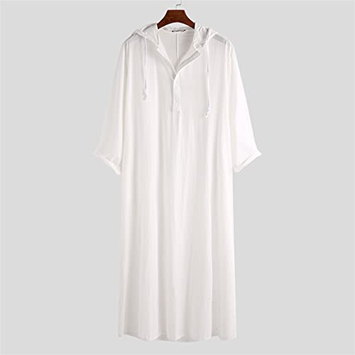 YHQKJ Sudaderas con Capucha de Vestir para Hombre, Manga Musulmana Medio Oriente Medio Saudita Arabe IslamicDress Dubai Robes Sleepwear, para Fiesta Casual Eid (Color : White, Size : 4XL)