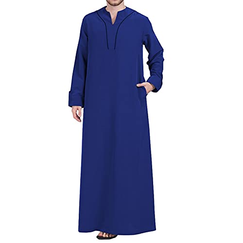 YHQKJ Vestido Casual árabe de los Hombres, Vestido Tradicional en V Cuello en v Manga Larga Vestido Ultra Largo para Casual (Color : B, Size : 4XL)