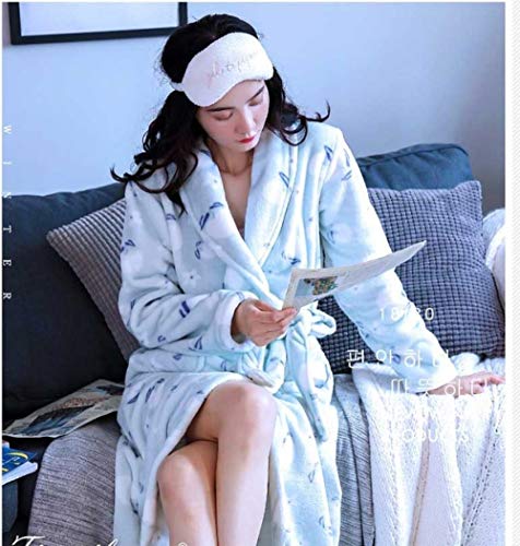 YHWW Albornoces de Invierno,Albornoz Suave para Mujer, Albornoz Largo con Flores, Franela, Invierno, cálido, Kimono, Bata de baño, Ropa de Dormir, Bata, Ropa de Dormir para Mujer, Ropa de ca