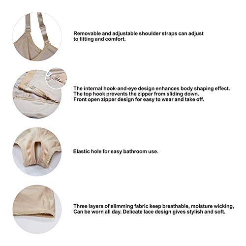 YIANNA Body Faja Reductora Mujer Adelgazante cómodo y Ligero Corsé Faja para presumir de Buena Figura sin Costuras Beige, 7110 Size M