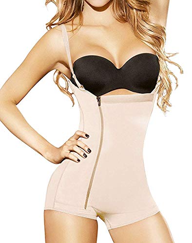 YIANNA Body Faja Reductora Mujer Adelgazante cómodo y Ligero Corsé Faja para presumir de Buena Figura sin Costuras Beige, 7110 Size M