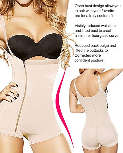 YIANNA Body Faja Reductora Mujer Adelgazante cómodo y Ligero Corsé Faja para presumir de Buena Figura sin Costuras Beige, 7110 Size M