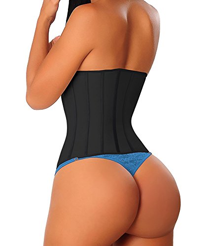 YIANNA Faja Reductora Mujer Largo Torso Waist Trainer Corset Reductor Fajas Colombianas Moldeadoras Lumbar Latex Negro, 110688 Size XL