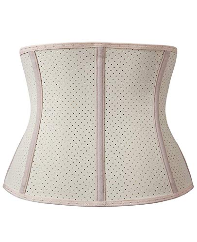 YIANNA Mujer Fajas Reductoras Adelgazantes Torso Corto Waist Trainer Corset Reductor Cinturilla Abdomen Respirable Beige, 110266 Size M