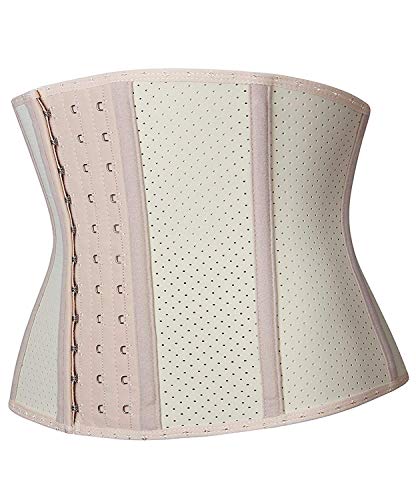 YIANNA Mujer Fajas Reductoras Adelgazantes Torso Corto Waist Trainer Corset Reductor Cinturilla Abdomen Respirable Beige, 110266 Size M