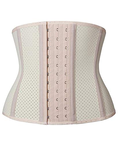 YIANNA Mujer Fajas Reductoras Adelgazantes Torso Corto Waist Trainer Corset Reductor Cinturilla Abdomen Respirable Beige, 110266 Size M