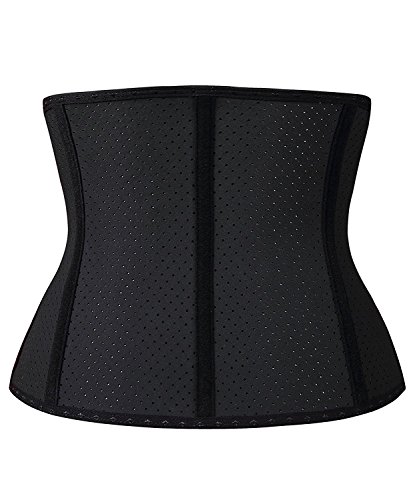 YIANNA Mujer Fajas Reductoras Adelgazantes Torso Corto Waist Trainer Corset Reductor Cinturilla Moldeadora Latex Respirable Negro, 110266 Size M