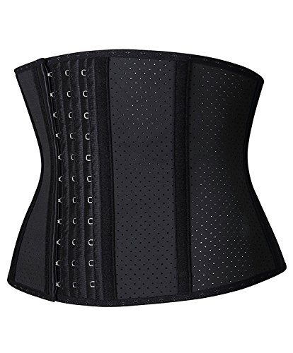 YIANNA Mujer Fajas Reductoras Adelgazantes Torso Corto Waist Trainer Corset Reductor Cinturilla Moldeadora Latex Respirable Negro, 110266 Size M