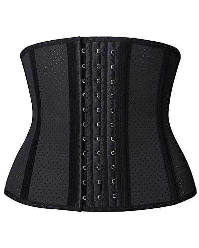 YIANNA Mujer Fajas Reductoras Adelgazantes Torso Corto Waist Trainer Corset Reductor Cinturilla Moldeadora Latex Respirable Negro, 110266 Size M