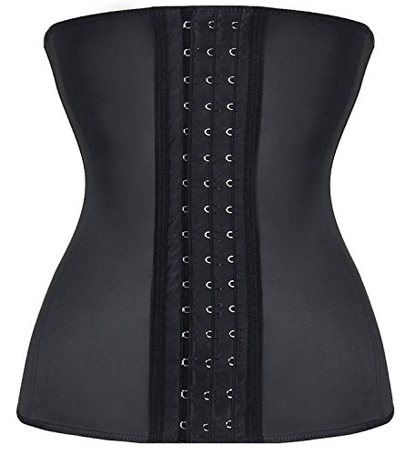 YIANNA Mujer Fajas Reductoras Corsé Waist Trainer Corset Reductor Adelgazante Bustiers de Cinturón Formación Negro, YAU37G Size L