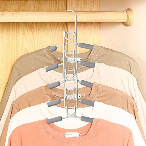 YIFKOKO Perchas, Perchas de Metal Ahorro de Espacio 5 en 1 Multilayer Perchas EVA Esponja Antideslizante Multiusos para Adultos Pantalones Vaqueros Pantalones Abrigos (Blanco)
