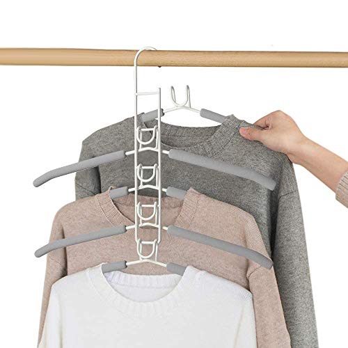 YIFKOKO Perchas, Perchas de Metal Ahorro de Espacio 5 en 1 Multilayer Perchas EVA Esponja Antideslizante Multiusos para Adultos Pantalones Vaqueros Pantalones Abrigos (Blanco)
