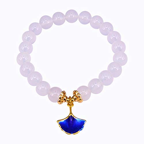 Yifuty CRISTAL NATURAL CRISTAL FANTRADA AZUL PELICIONAL PERSONALIDAD APARICO Página de albaricoque Blanco Pulsera de la ágata femenina, regalo para padres, amigos, amante, carnet de certificado Diámet