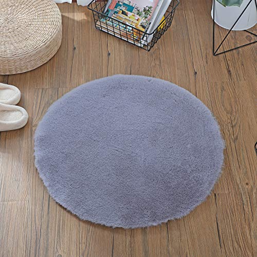 YIHAIC Alfombra de Piel de Oveja,Antideslizante Alfombra De Piel De Conejo Artificial,niños Alfombra con Adecuada para Alfombra de Sala de Estar,tapete para Cama,Dormitorio,sofá (Gris, 45 x 45cm)