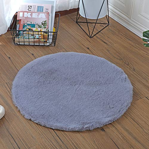 YIHAIC Alfombra de Piel de Oveja,Antideslizante Alfombra De Piel De Conejo Artificial,niños Alfombra con Adecuada para Alfombra de Sala de Estar,tapete para Cama,Dormitorio,sofá (Gris, 45 x 45cm)