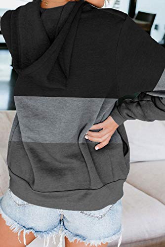 YIKEYO - Sudaderas Mujer con Capucha y Cremallera y Bolsillo - Tumblr Chaqueta Manga Larga Casual Sweatshirt Hoodie (Negro, XXXL)
