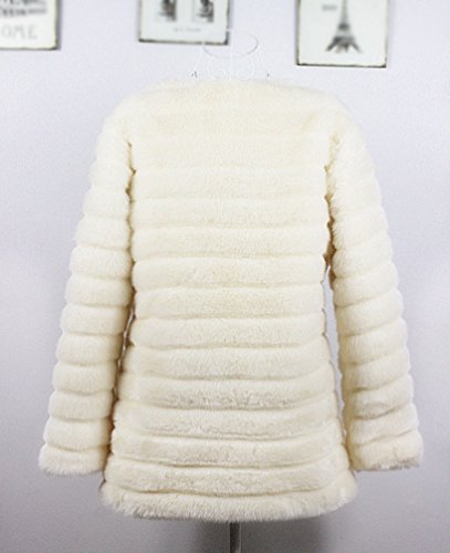YiLianDa Chaqueta Corta de Piel Faux Abrigo con Manga Larga para Mujer de Invierno Blanco S