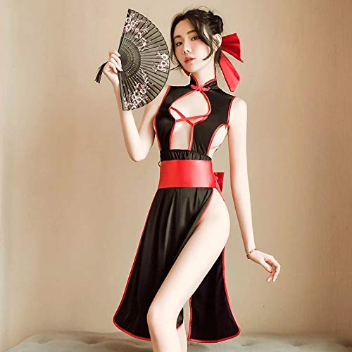 YINSHENG Lencería Sexy para Mujer cinturón Sujetador y Bragas Conjunto de Liga Traje Sexy Ropa Interior Tul tentación Pijama Fiesta Vestido Abierto Cheongsam exótico Cosplay Disfraz Mujeres Chin