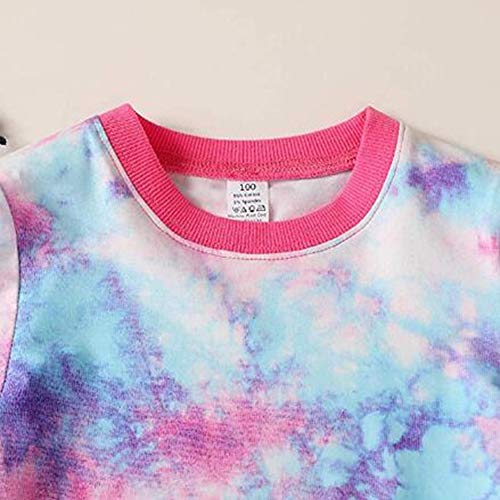 Yiyu Conjunto del Niño del Bebé Trajes De Tie-Dye Estar En Casa Los Pantalones del Pijama Fijado For 2-7Y Chicas 2pcs x (Color : Multi-Colored, Size : 90)
