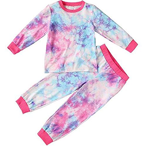 Yiyu Conjunto del Niño del Bebé Trajes De Tie-Dye Estar En Casa Los Pantalones del Pijama Fijado For 2-7Y Chicas 2pcs x (Color : Multi-Colored, Size : 90)