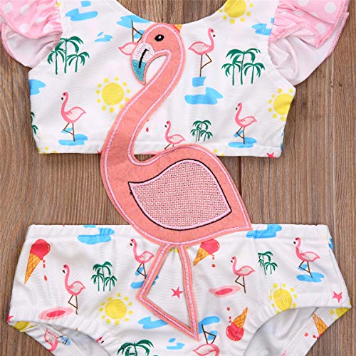 YJIUAS Lindo bebé bebé niñas de una Pieza Traje de baño Moda Flamenco impresión Hueco Traje de baño Hueco Pink 6-12 Months