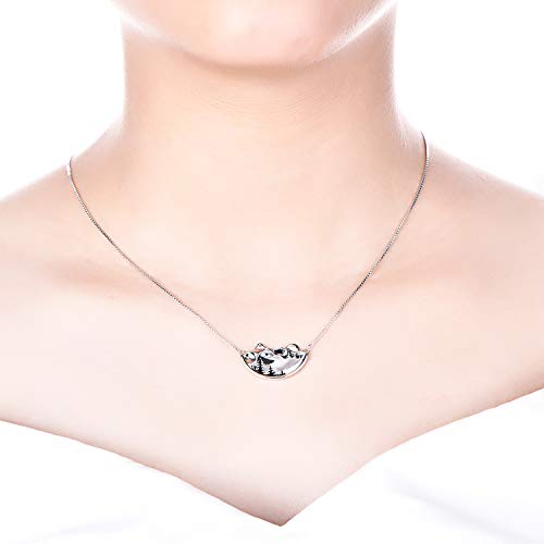 YL Collar de mujer Collares 925 Plata de ley Árbol de montaña sol colgante para mujeres damas niñas