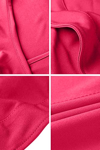 YMING - Vestido ajustado con volante asimétrico y escote en V, S-XXL, 36 – 46 Fuchsie XL