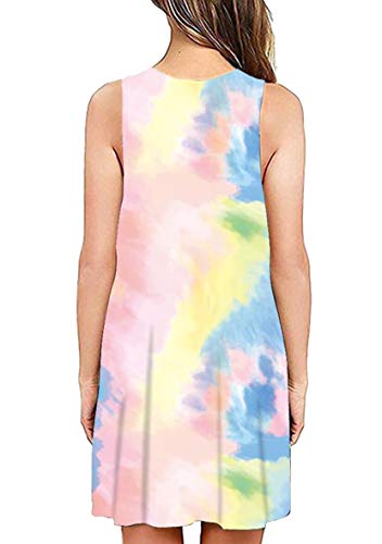 YMING Vestido de mujer para verano, estilo informal, con bolsillos Colorante rosa. M