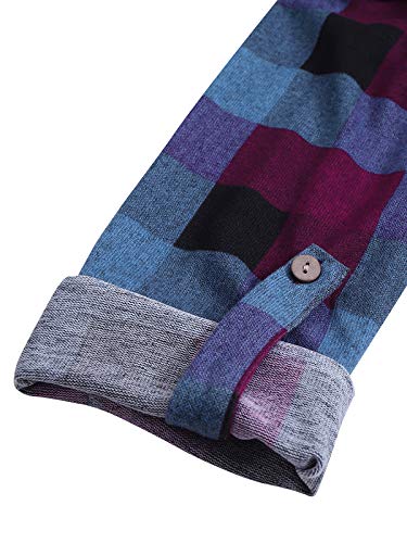 YOINS Blusa Mujer Manga Larga Camiseta Cuello V Camisa Elegante Túnica Casual SueltoTops Otoño Invierno Fucsia XL