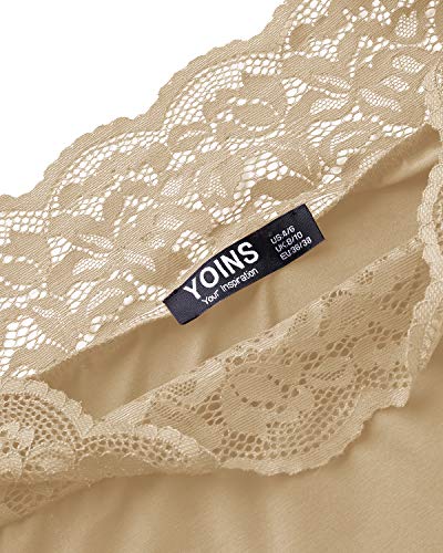 YOINS Camisa para Mujer Invierno Manga Larga Camisas de Encaje con Hombros Descubiertos Blusa Informal B-Beige S